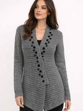 BELLE MAILLE GREY CARDIGAN SIZE SMALL